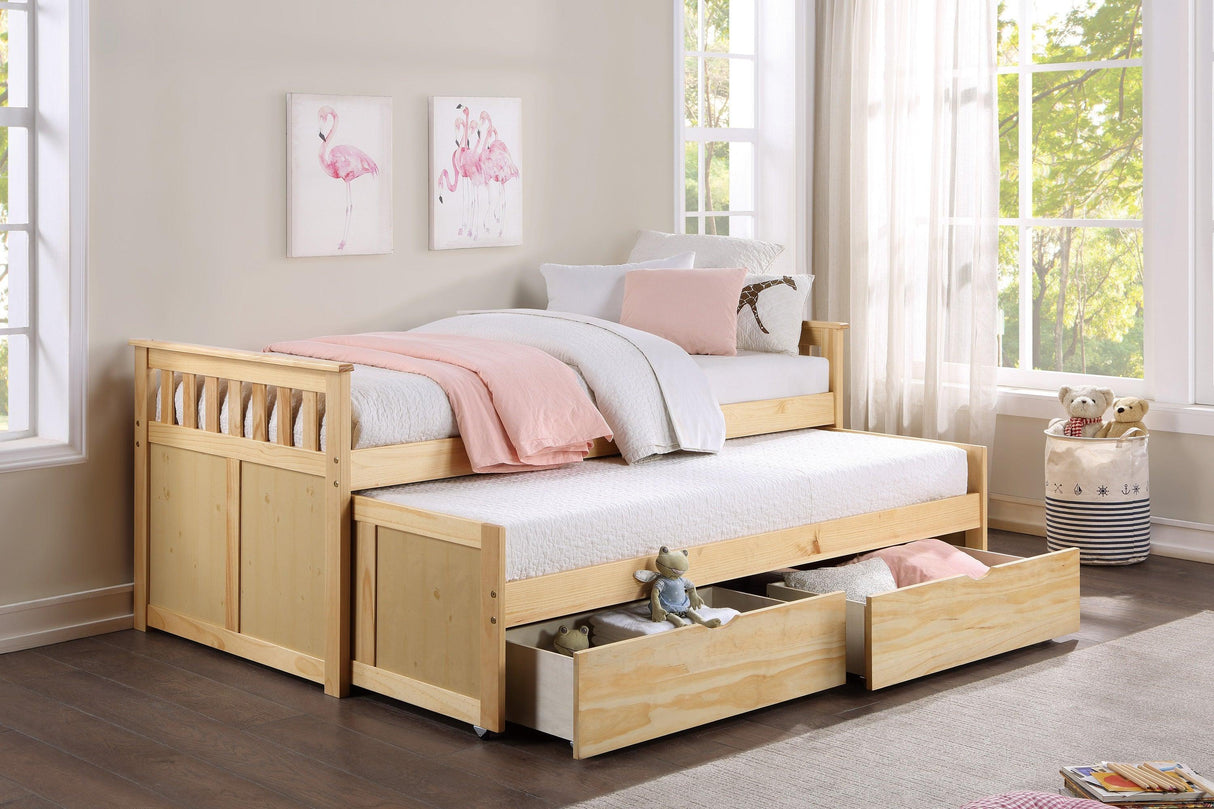 Bartly Pine Twin/Twin Bed with Storage Boxes by Homelegance at Eve Furniture