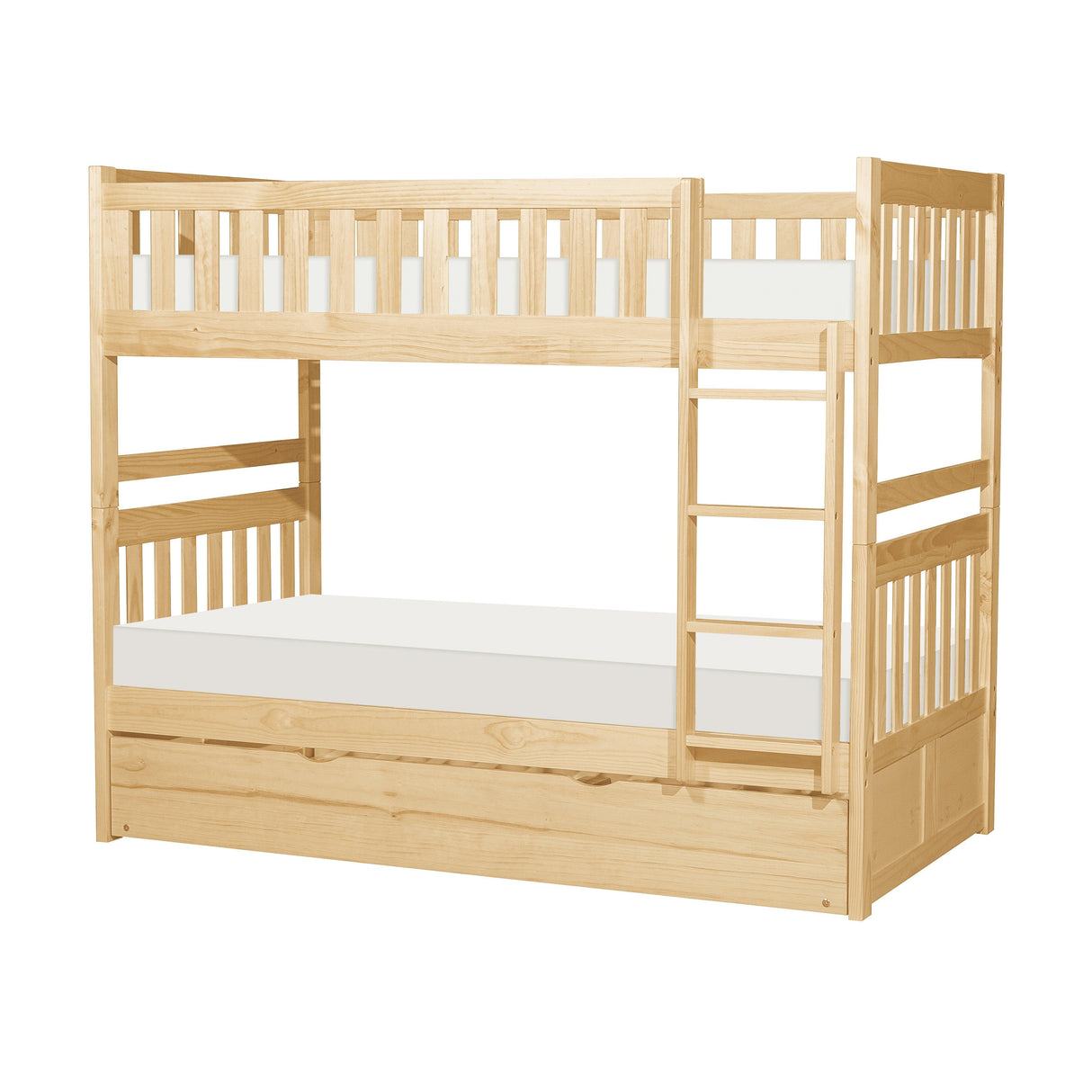 Bartly Pine Twin/Twin Bunk Bed with Twin Trundle by Homelegance at Eve Furniture