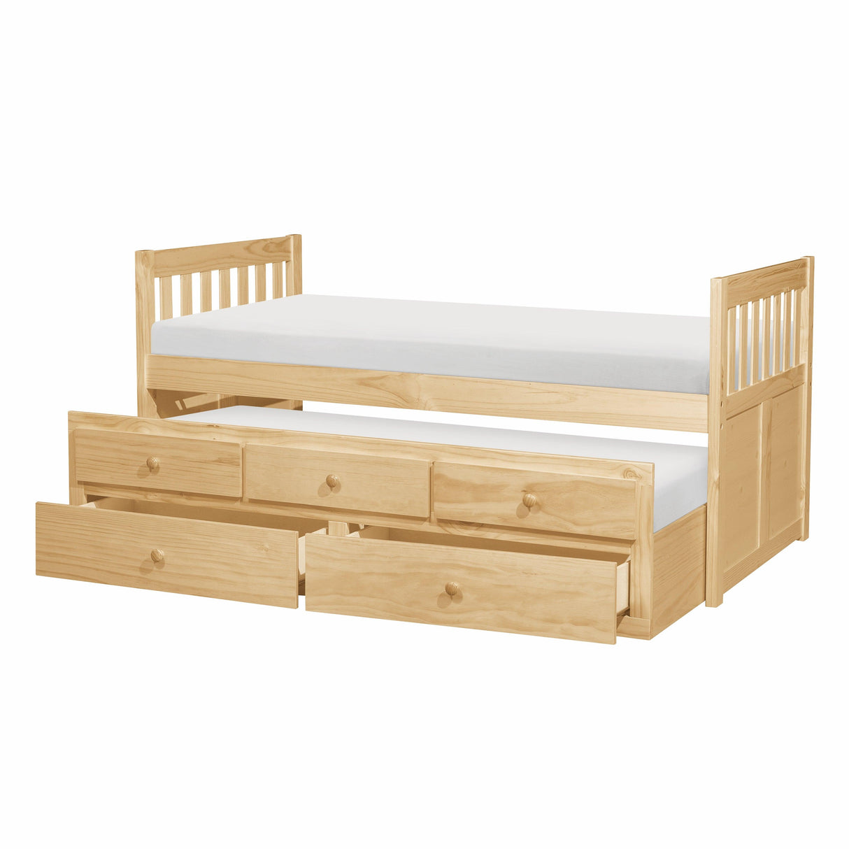 Bartly Pine Twin/Twin Trundle Bed by Homelegance at Eve Furniture