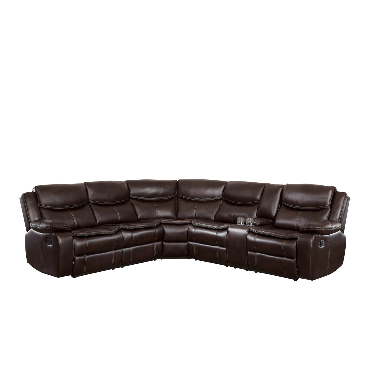 Bastrop Dark Brown 3-Piece Reclining Sectional by Homelegance at Eve Furniture