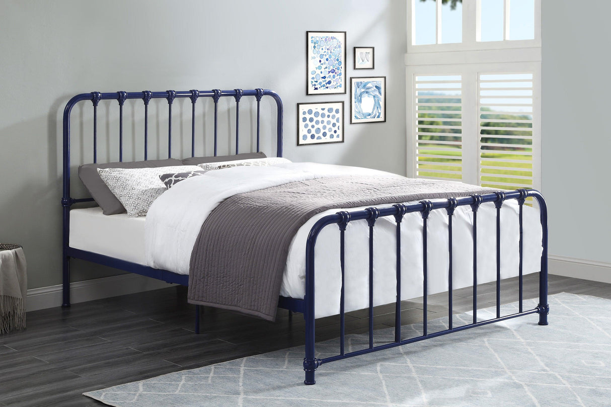 Bethany Blue Queen Metal Platform Bed by Homelegance at Eve Furniture