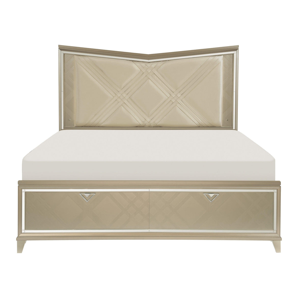 Bijou Champagne King LED Upholstered Storage Platform Bed by Homelegance at Eve Furniture