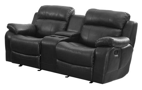 Marille Black Bonded Leather Reclining Loveseat