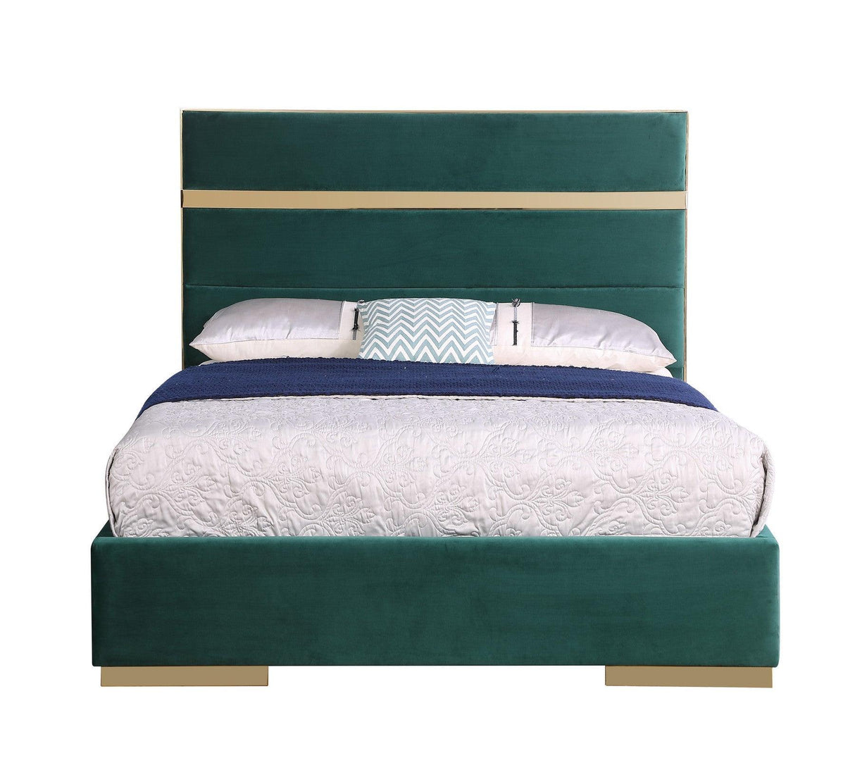 Cartier Green/Gold King Platform Bed by New Era Innovations at Eve Furniture