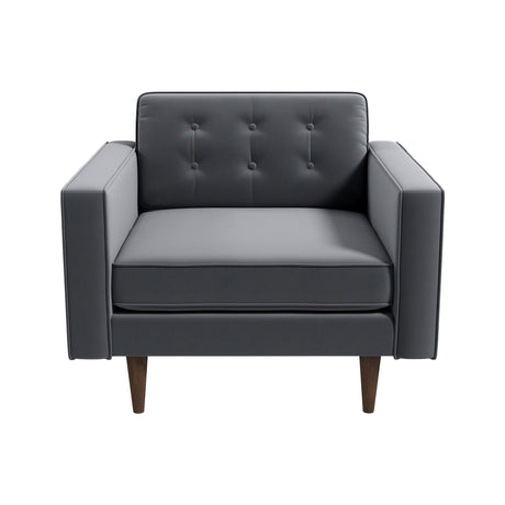 Casey Mid-Century Modern Grey Velvet Lounge Chair