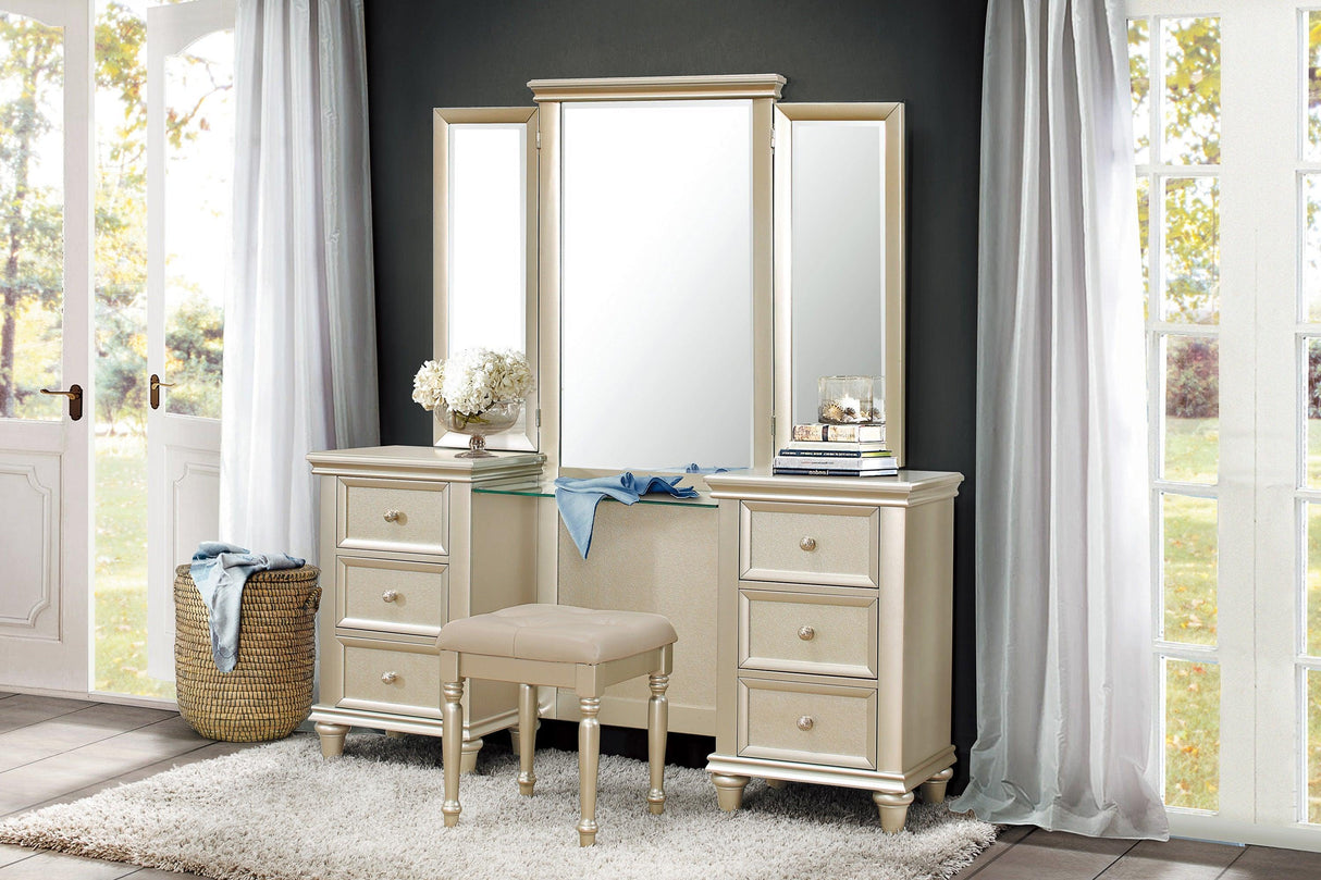 Celandine Silver Vanity Stool by Homelegance at Eve Furniture