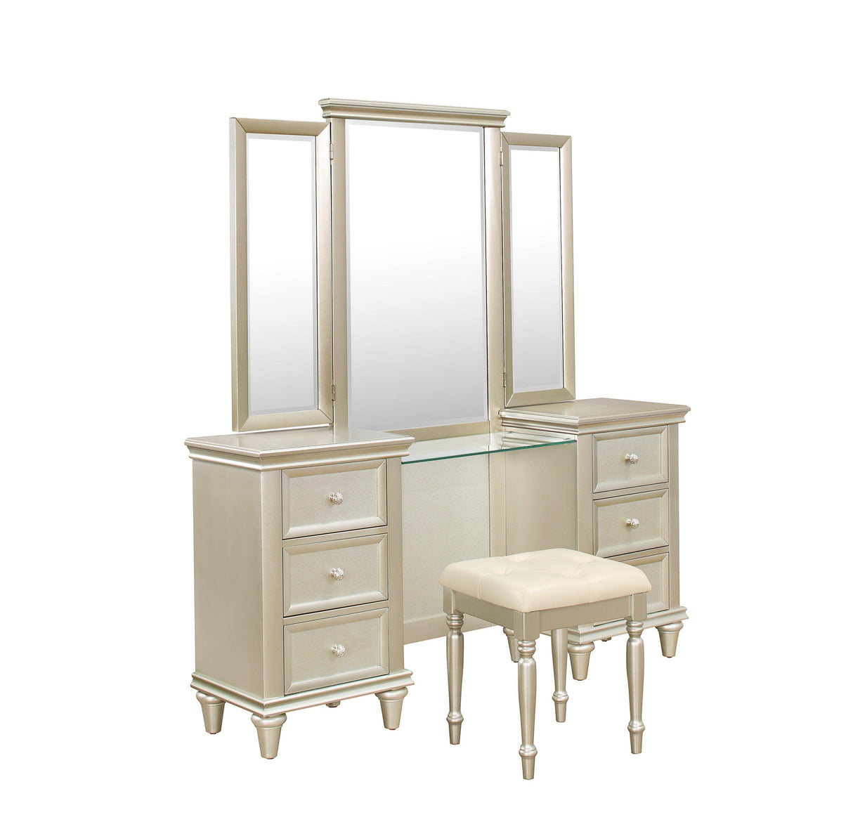 Celandine Silver Vanity Stool by Homelegance at Eve Furniture