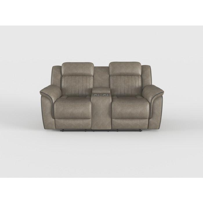 Centeroak Brownish Gray Double Reclining Loveseat with Center Console by Homelegance at Eve Furniture
