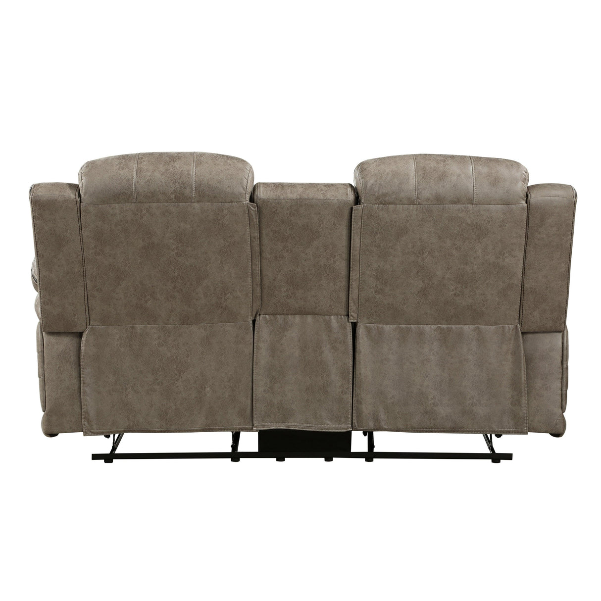 Centeroak Sandy Brown Double Reclining Loveseat with Center Console by Homelegance at Eve Furniture