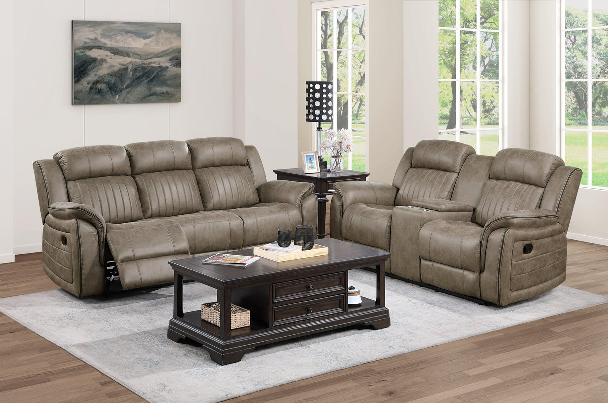 Centeroak Sandy Brown Double Reclining Sofa by Homelegance at Eve Furniture