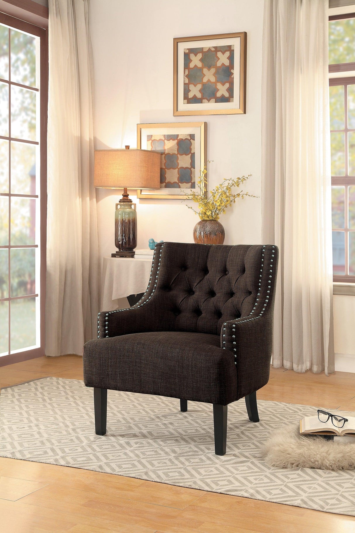 Charisma Chocolate Accent Chair by Homelegance at Eve Furniture