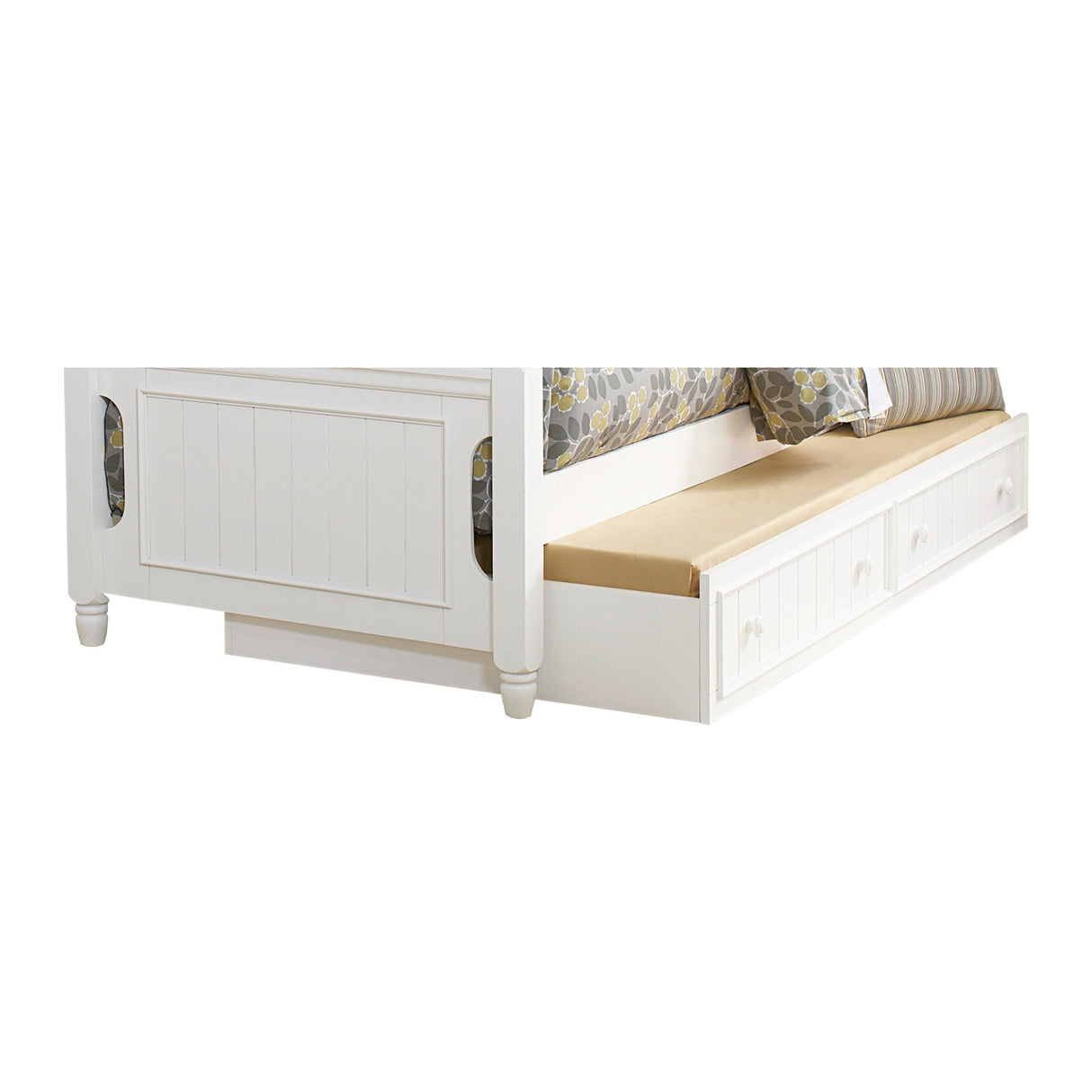 Clementine White Twin/Full Bunk Bed with Twin Trundle by Homelegance at Eve Furniture