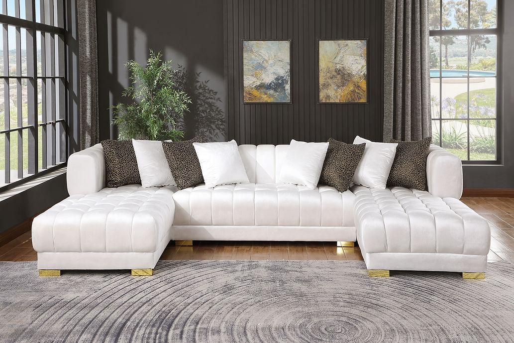 Dasha White Double Chaise Sectional by New Era Innovations at Eve Furniture