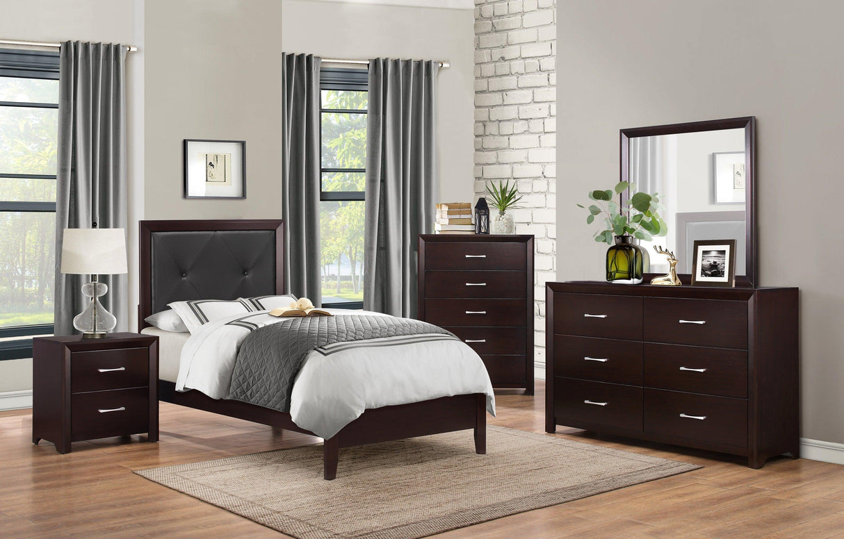 Edina Espresso Upholstered Panel Youth Bedroom Set by Homelegance at Eve Furniture