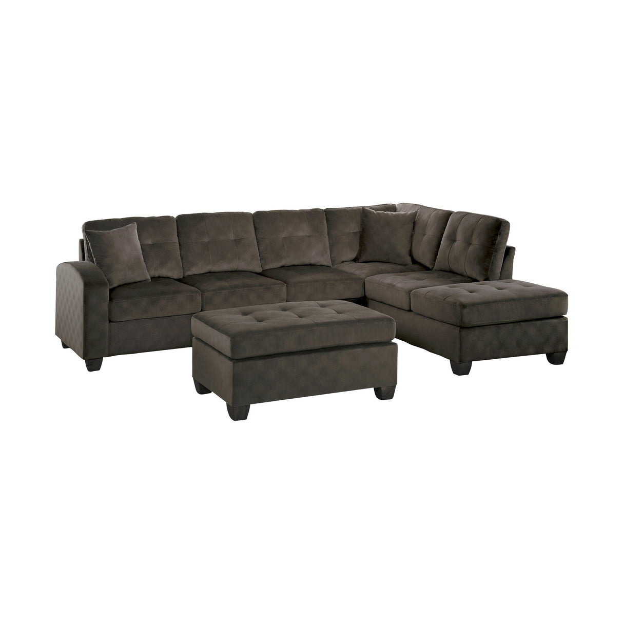 Emilio Chocolate Reversible Sectional by Homelegance at Eve Furniture