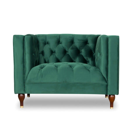 Evelyn Mid-Century Modern Tufted Back Velvet Lounge Chair Dark Green