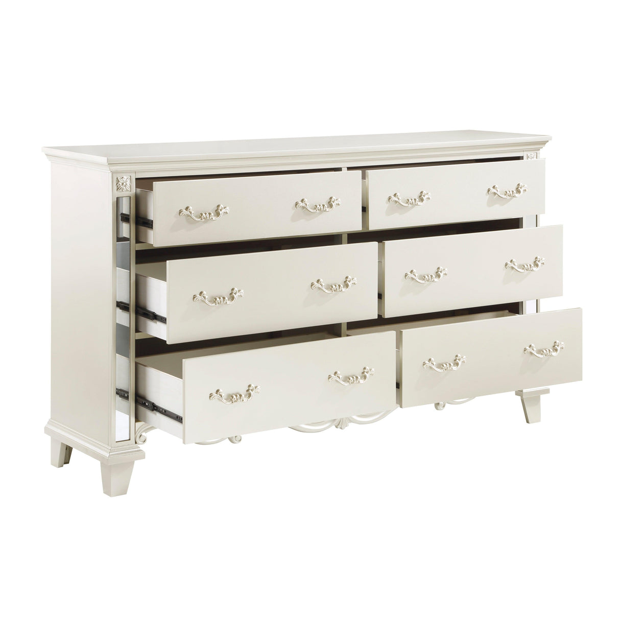 Ever Champagne Mirrored Dresser by Homelegance at Eve Furniture