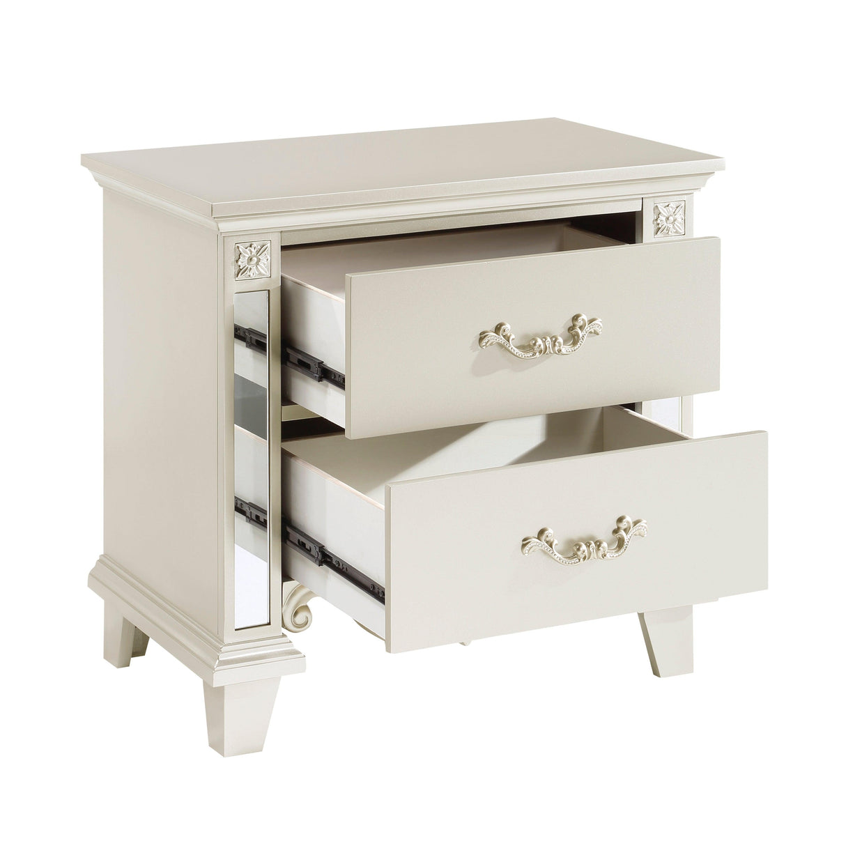 Ever Champagne Mirrored Nightstand by Homelegance at Eve Furniture