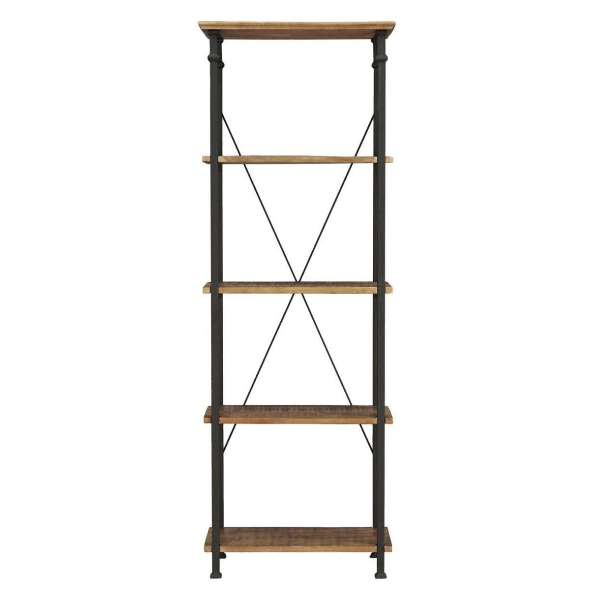 Factory Rustic Poplar & Metal Bookcase by Homelegance at Eve Furniture