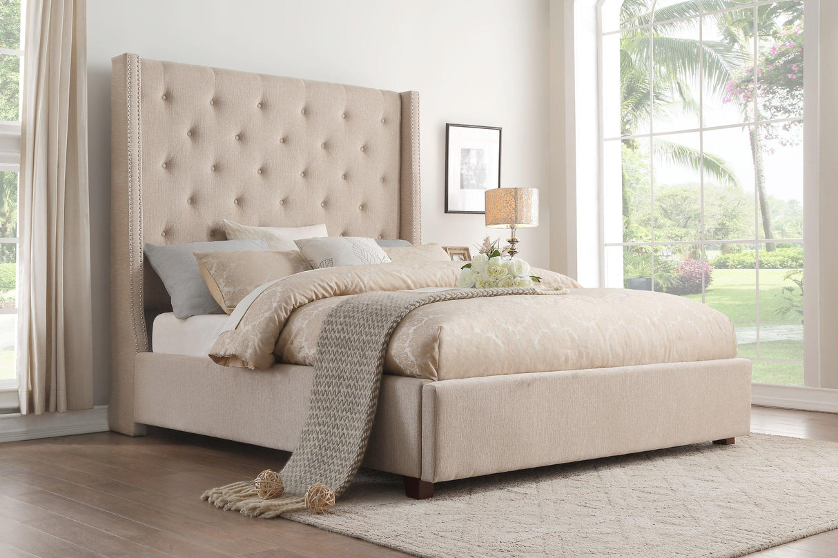 Fairborn Beige Full Upholstered Storage Platform Bed by Homelegance at Eve Furniture