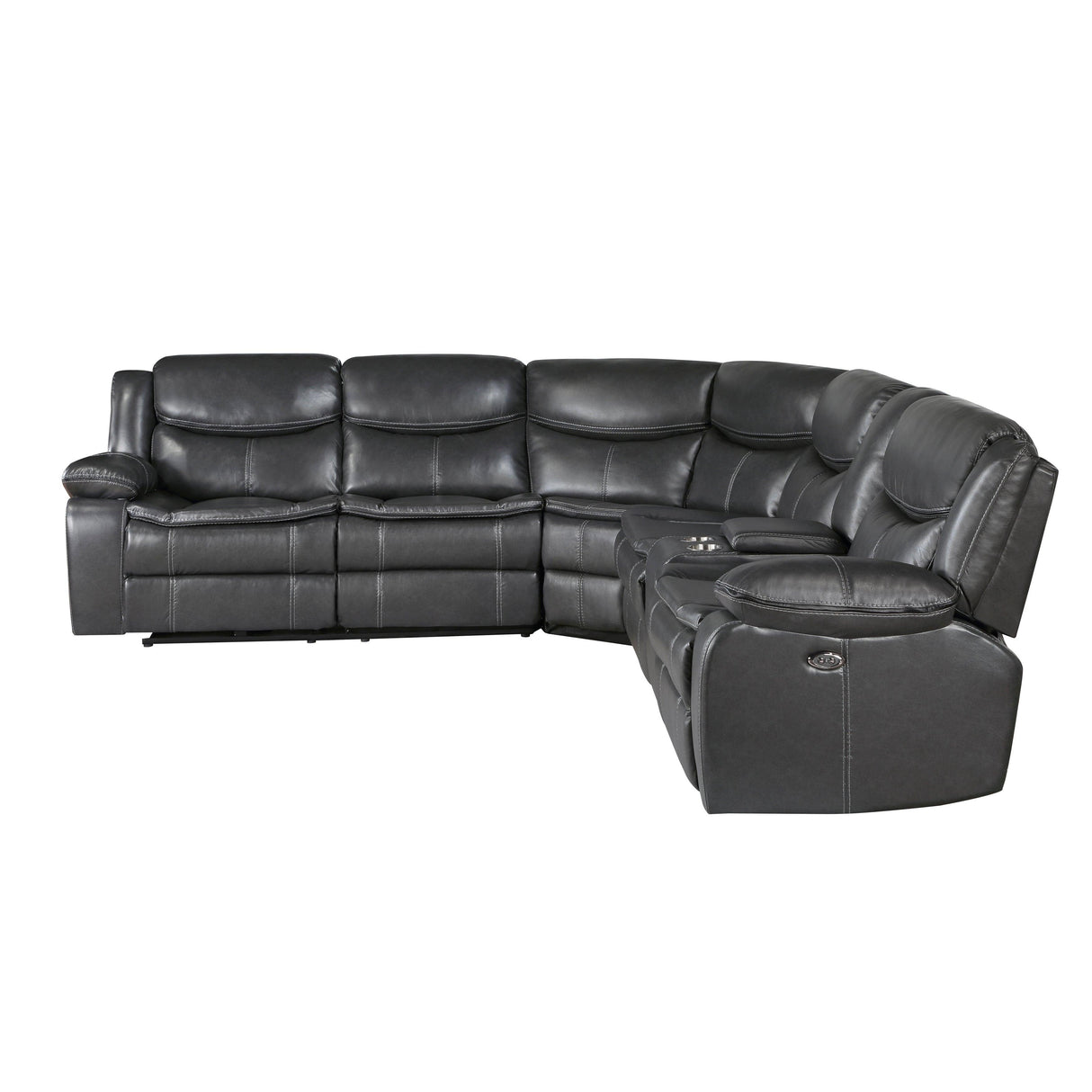 Fargo 3-Piece Power Reclining Sectional with Right Console In Dark Gray by Homelegance at Eve Furniture