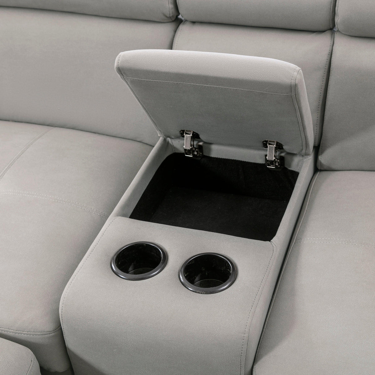 Farrah Light Gray 3-Piece Sectional with Adjustable Headrests, Pull-out Bed and Console by Homelegance at Eve Furniture