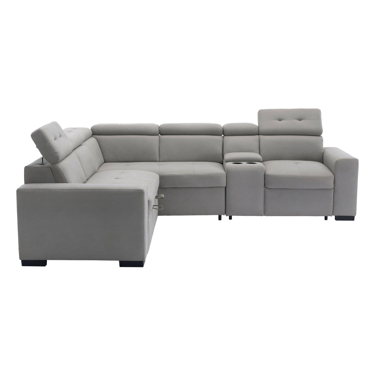 Farrah Light Gray 3-Piece Sectional with Adjustable Headrests, Pull-out Bed and Console by Homelegance at Eve Furniture