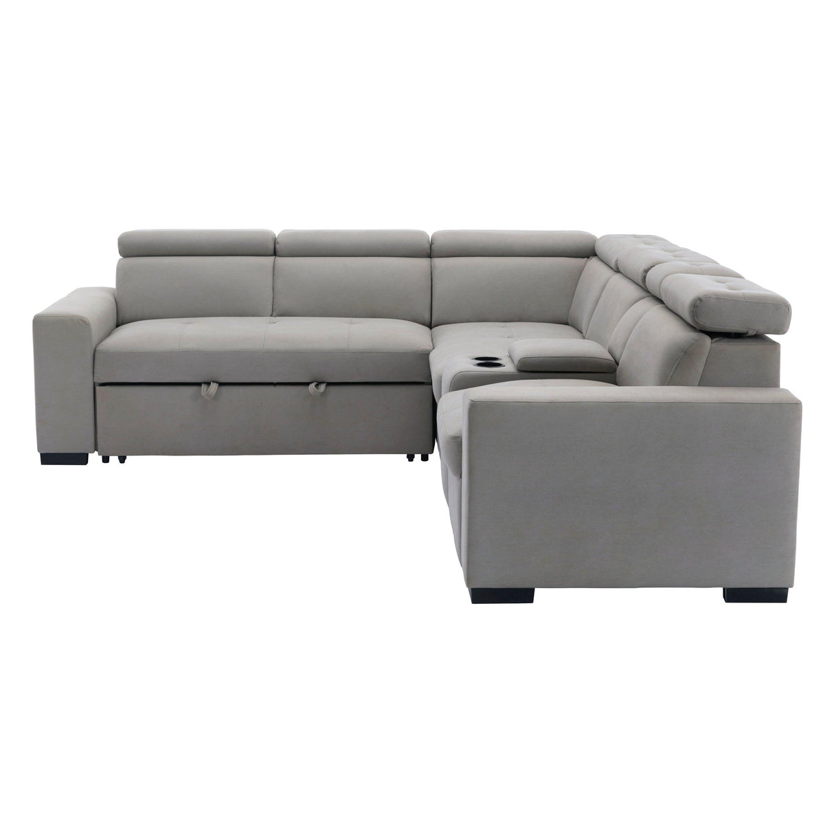 Farrah Light Gray 3-Piece Sectional with Adjustable Headrests, Pull-out Bed and Console by Homelegance at Eve Furniture