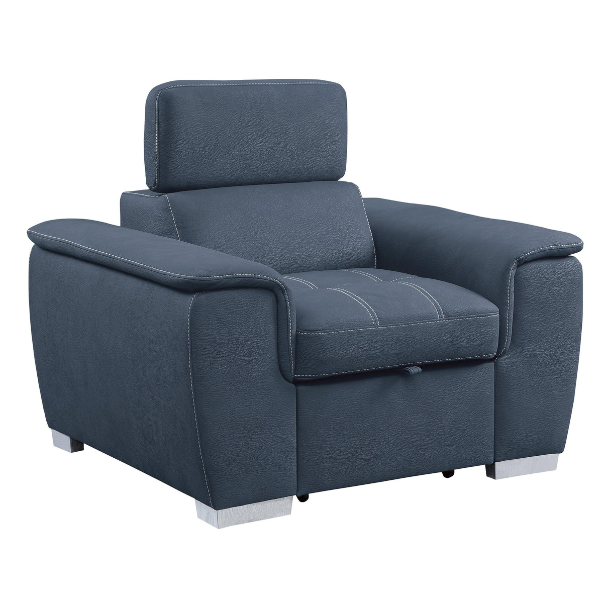 Ferriday Blue Chair with Pull-out Ottoman by Homelegance at Eve Furniture