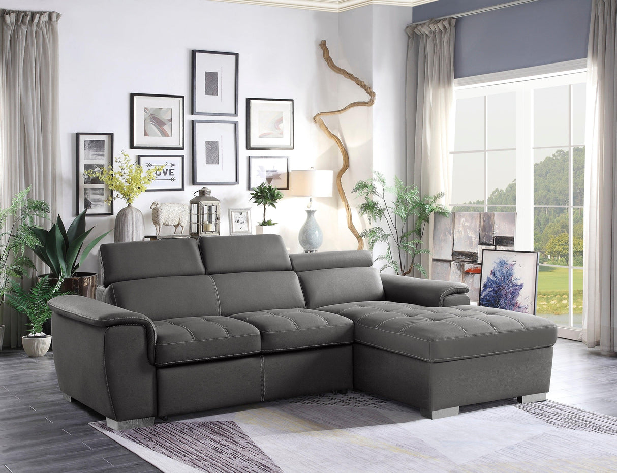 Ferriday Gray Storage Sleeper Sectional by Homelegance at Eve Furniture