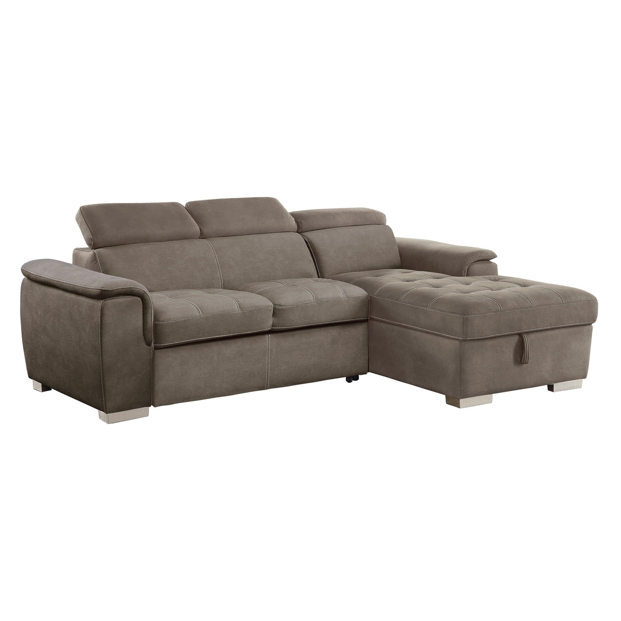 Ferriday Taupe Storage Sleeper Sectional by Homelegance at Eve Furniture