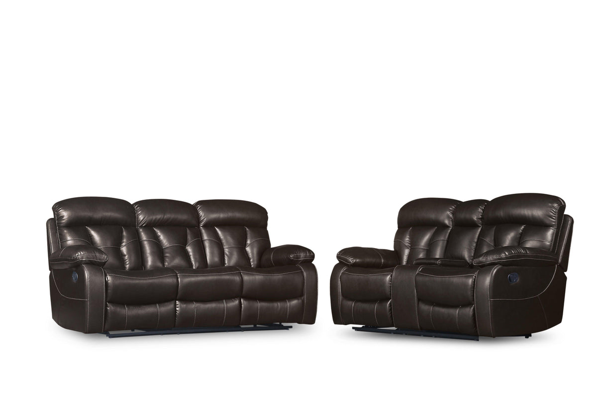 Floyd Brown Power Double Reclining Loveseat by Homelegance at Eve Furniture