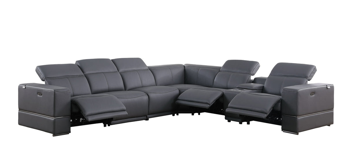 Franco Dark Grey 7-piece 3 Power Reclining Sectional by New Era Innovations at Eve Furniture