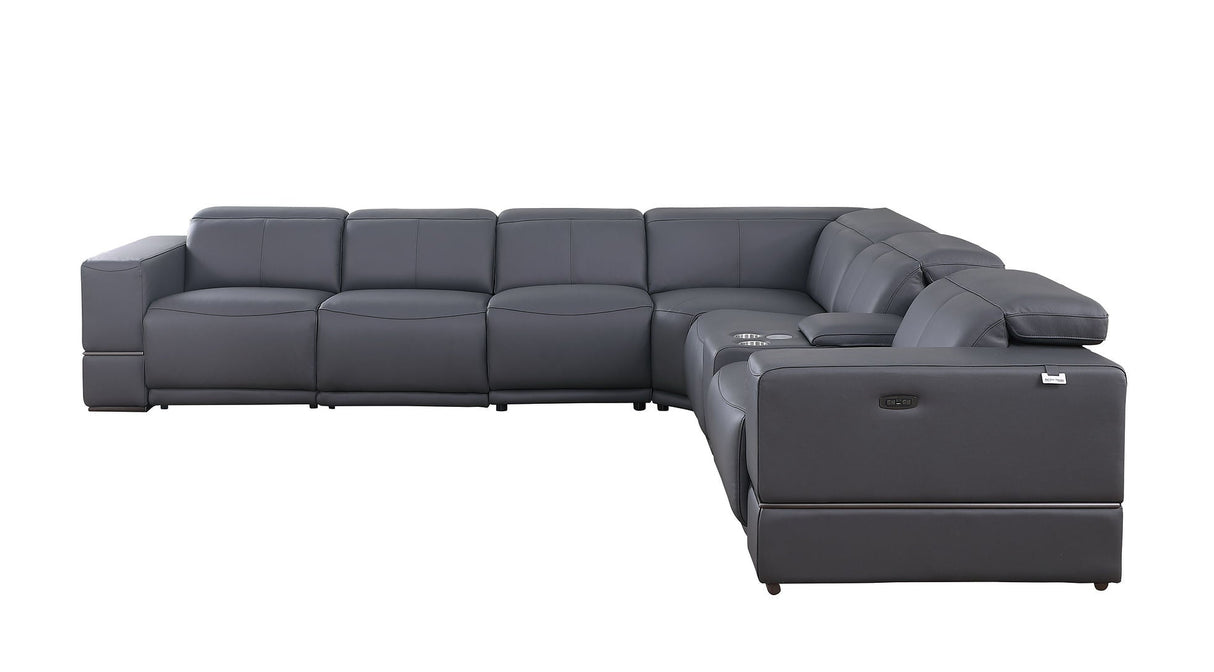 Franco Dark Grey 7-piece 3 Power Reclining Sectional by New Era Innovations at Eve Furniture