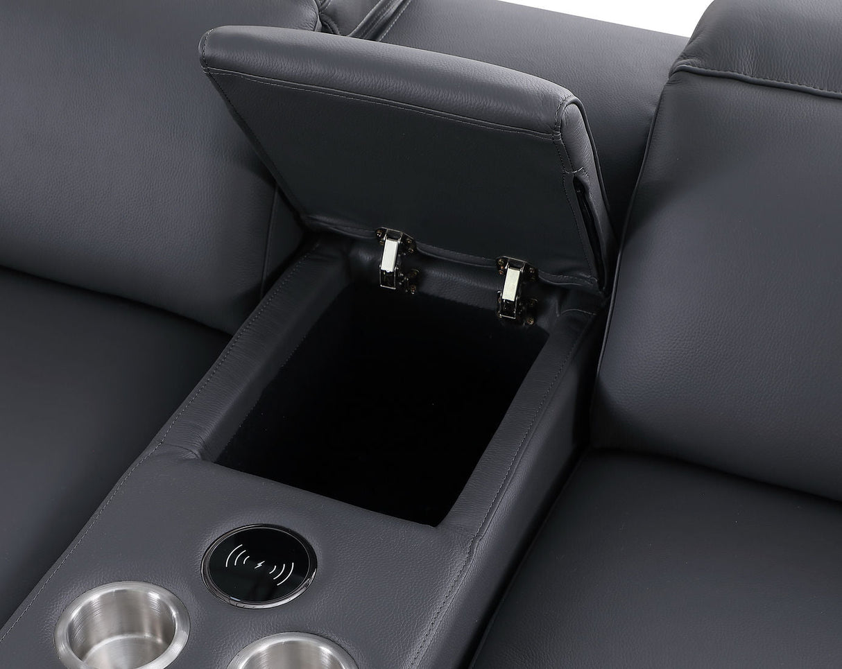 Franco Dark Grey 7-piece 3 Power Reclining Sectional by New Era Innovations at Eve Furniture