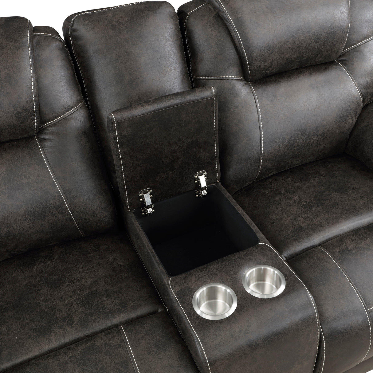 Gainesville Chocolate Double Reclining Loveseat with Center Console by Homelegance at Eve Furniture