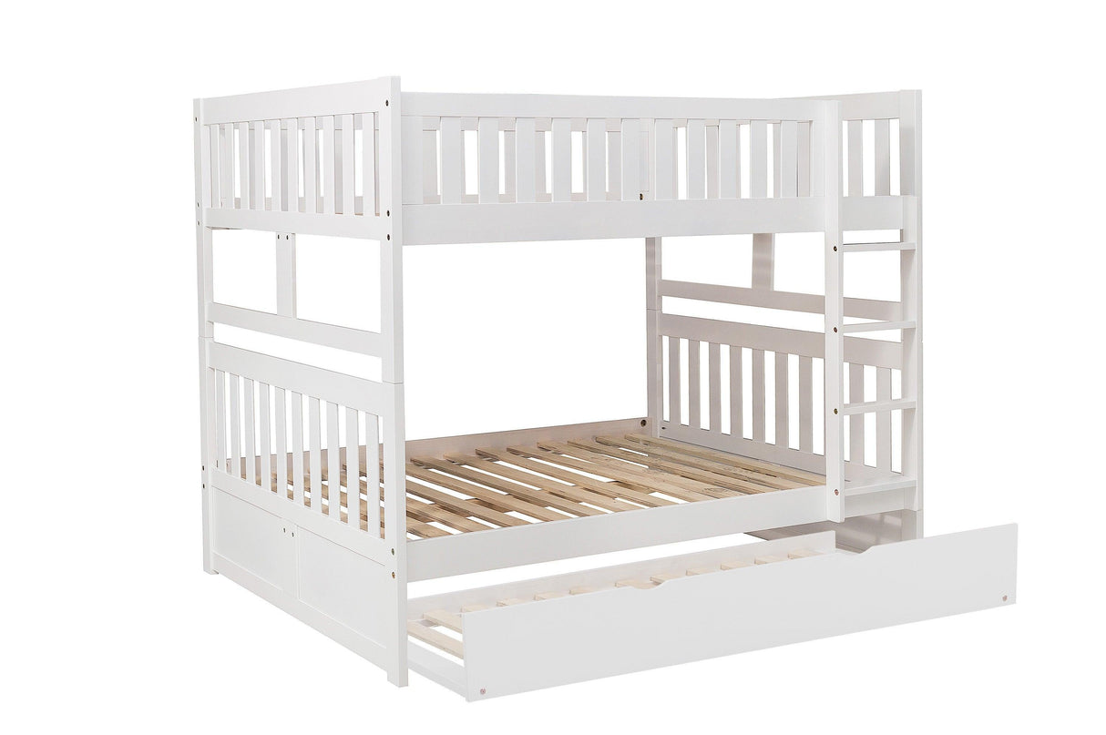 Galen White Full/Full Bunk Bed with Twin Trundle by Homelegance at Eve Furniture