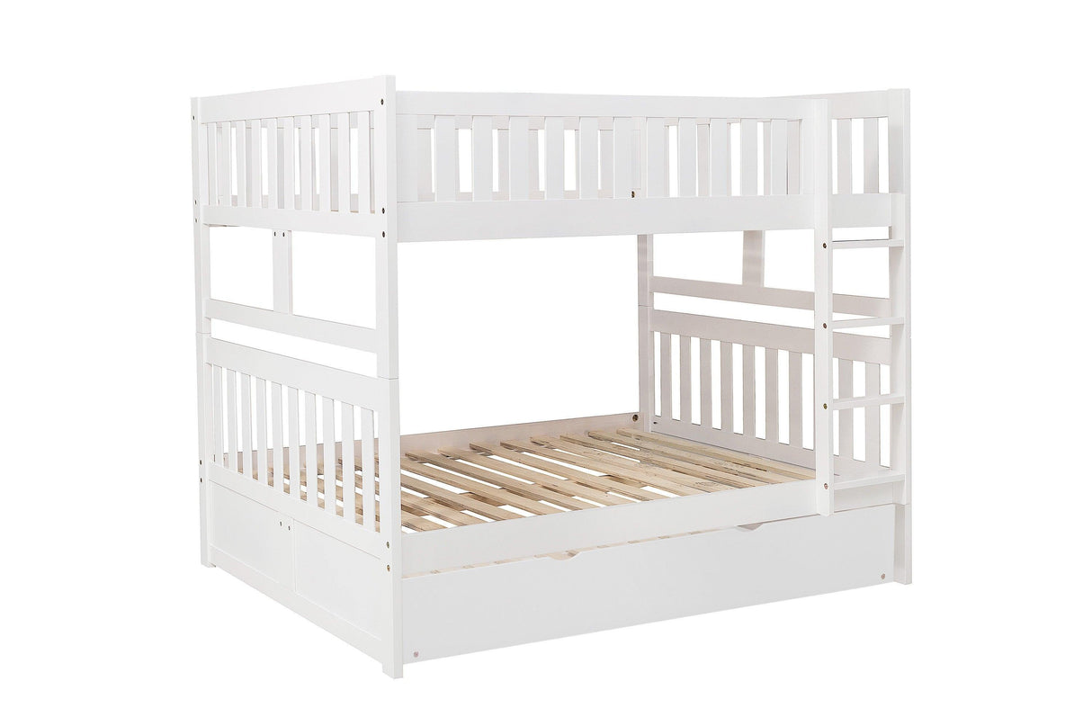 Galen White Full/Full Bunk Bed with Twin Trundle by Homelegance at Eve Furniture