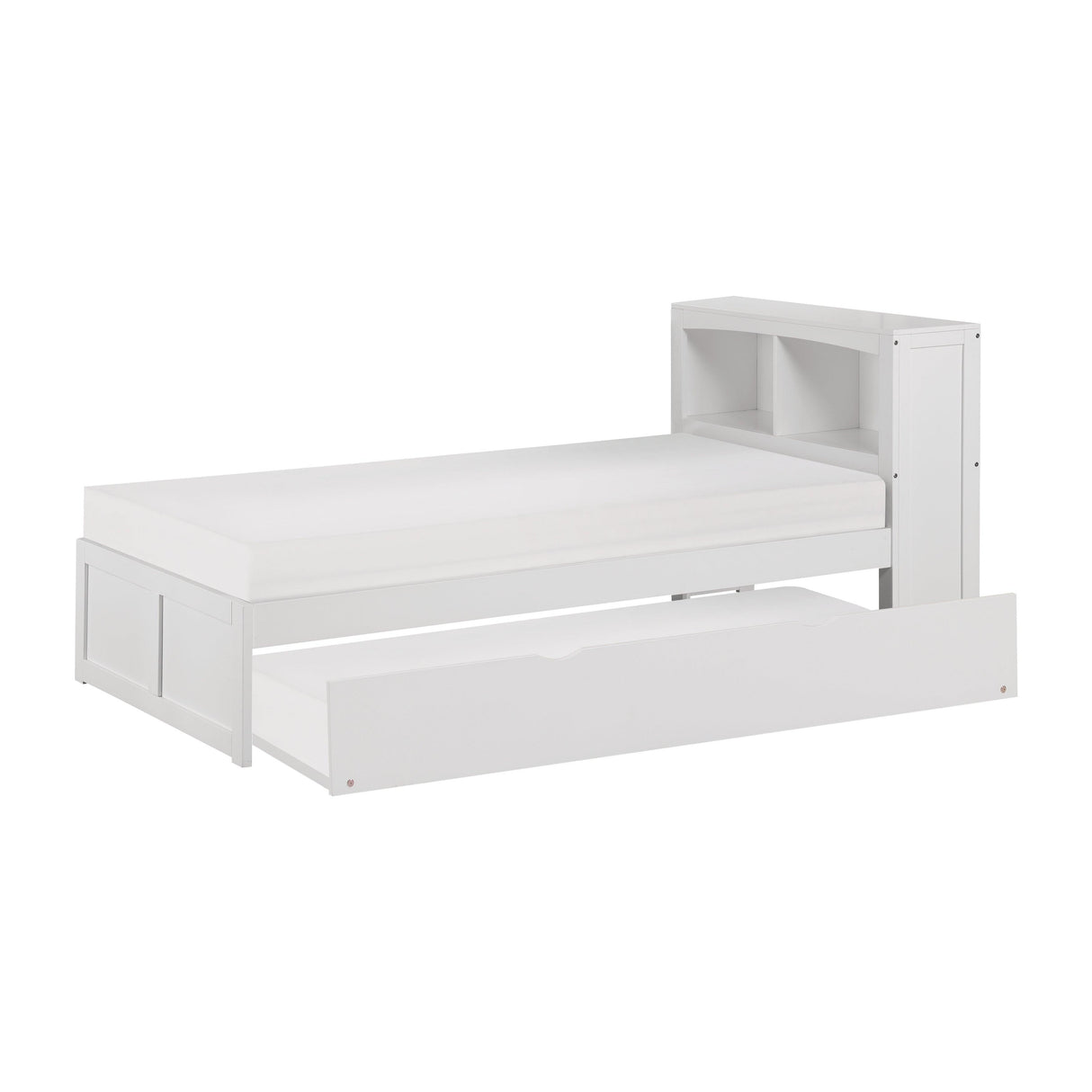 Galen White Twin Bookcase Bed with Twin Trundle by Homelegance at Eve Furniture