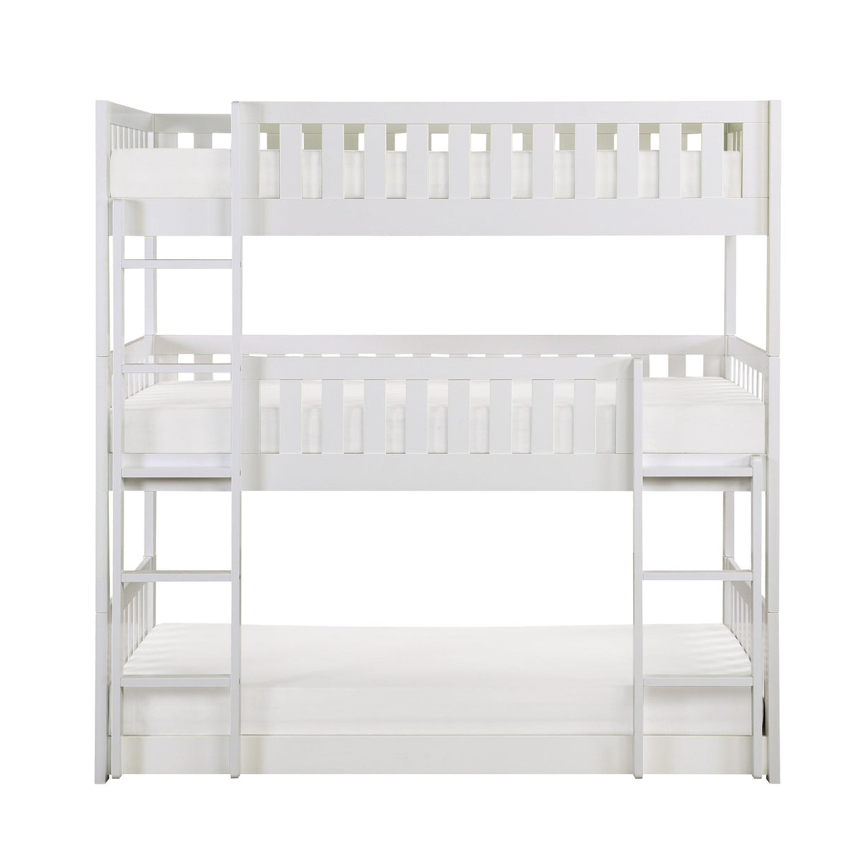 Galen White Twin Triple Bunk Bed by Homelegance at Eve Furniture