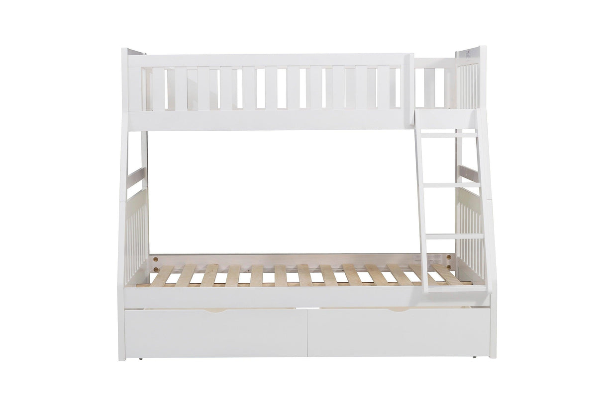 Galen White Twin/Full Bunk Bed with Storage Boxes by Homelegance at Eve Furniture