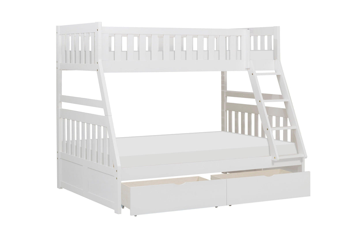 Galen White Twin/Full Bunk Bed with Storage Boxes by Homelegance at Eve Furniture