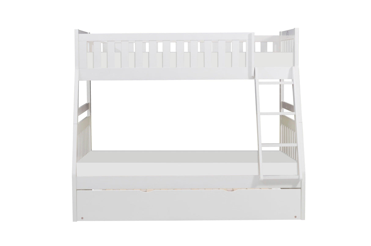 Galen White Twin/Full Bunk Bed with Twin Trundle by Homelegance at Eve Furniture