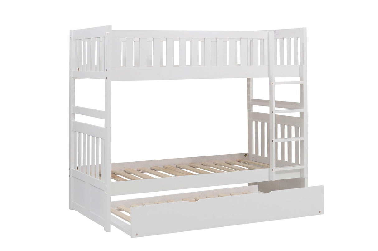 Galen White Twin/Twin Bunk Bed with Twin Trundle by Homelegance at Eve Furniture