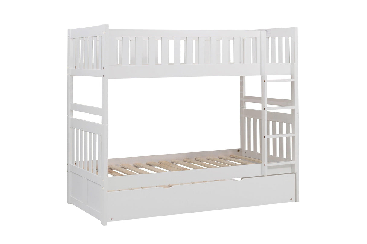 Galen White Twin/Twin Bunk Bed with Twin Trundle by Homelegance at Eve Furniture
