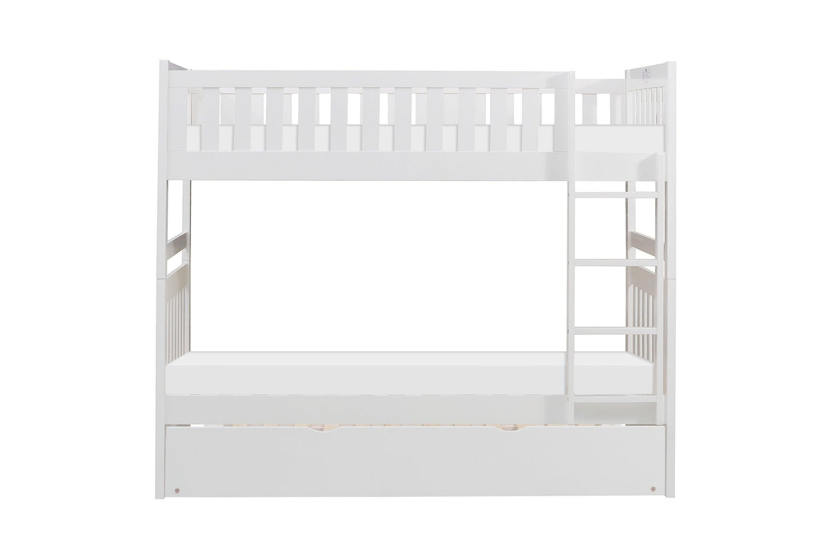 Galen White Twin/Twin Bunk Bed with Twin Trundle by Homelegance at Eve Furniture