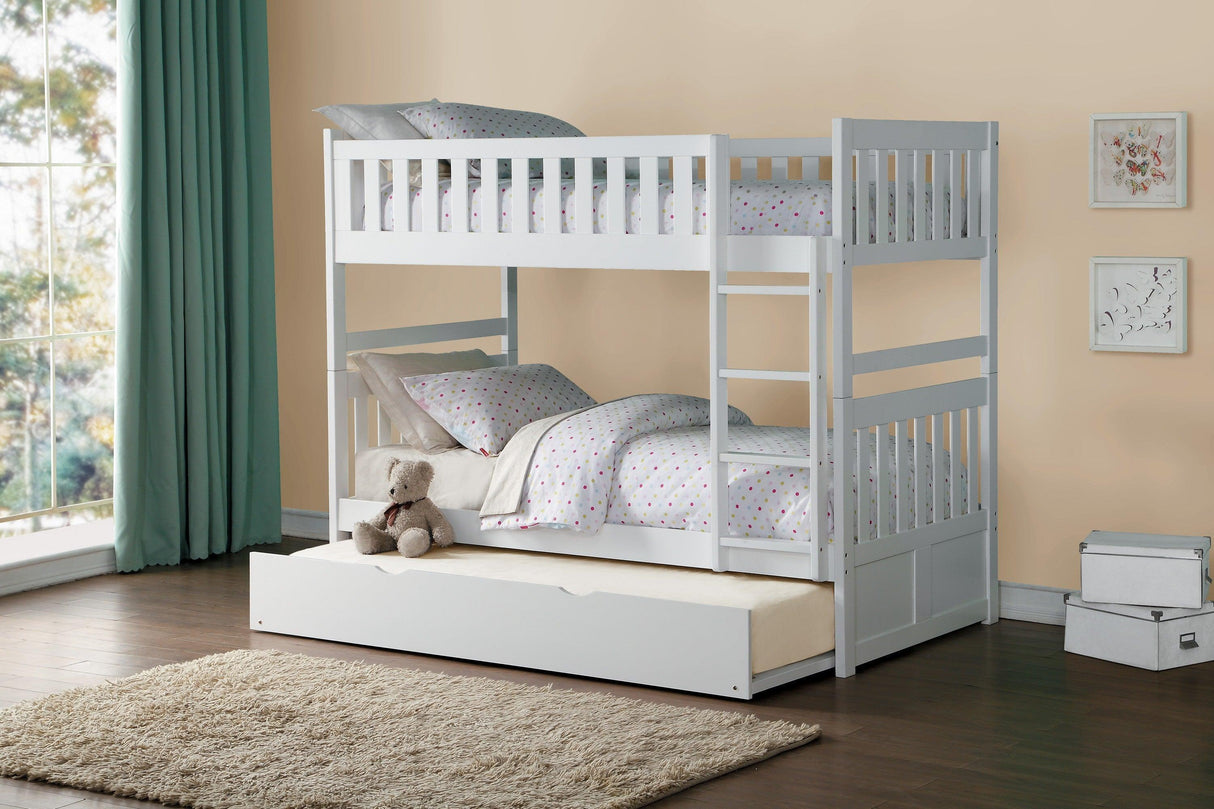 Galen White Twin/Twin Bunk Bed with Twin Trundle by Homelegance at Eve Furniture