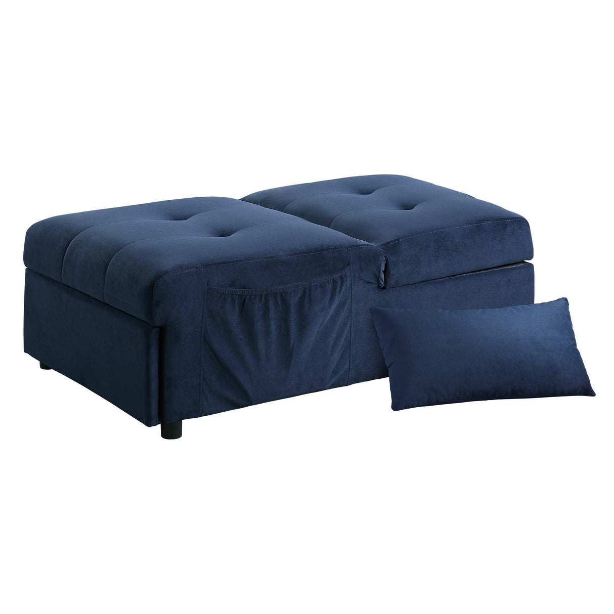 Garrell Blue Velvet Lift Top Storage Bench with Pull-out Bed by Homelegance at Eve Furniture
