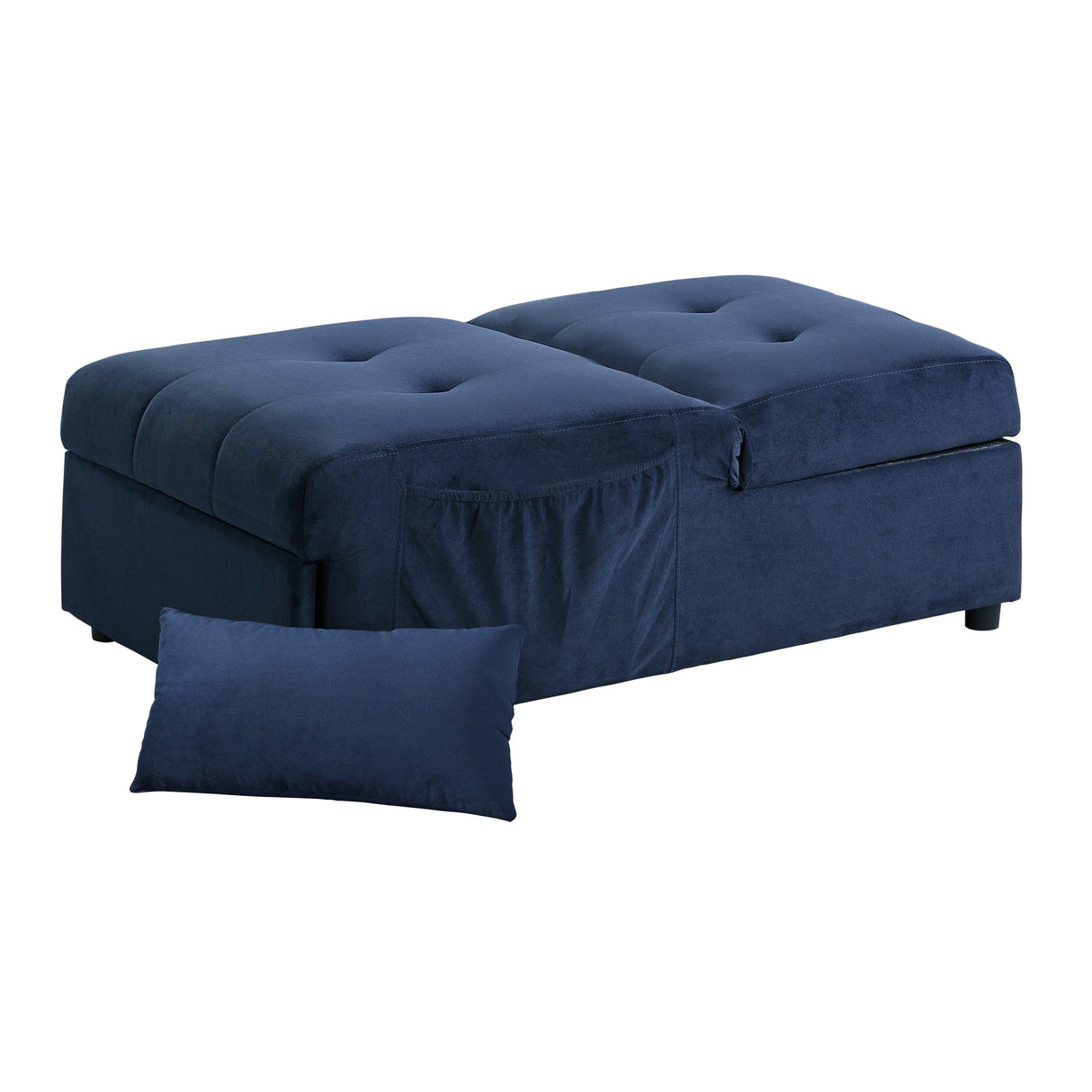 Garrell Blue Velvet Lift Top Storage Bench with Pull-out Bed by Homelegance at Eve Furniture