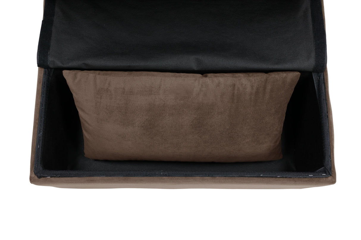 Garrell Brown Velvet Lift Top Storage Bench with Pull-out Bed by Homelegance at Eve Furniture